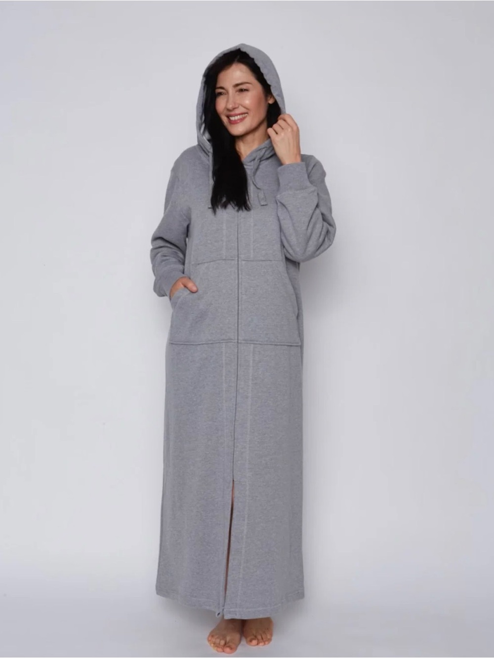 Smash + Tess Cozy Fleece Full-Zip Duster Hoodie Jacket Grey - Size M